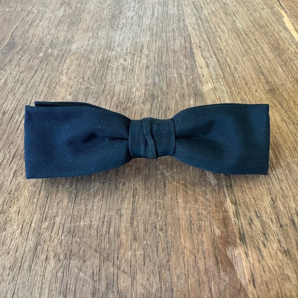 Vintage Black Bow‎ Tie Beau Clip Rust Resistant Retro Formal Wear